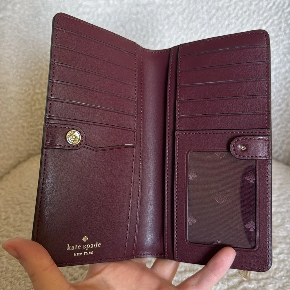 Kate Spade Large Burgundy Slim Wallet - Picture 3 of 7